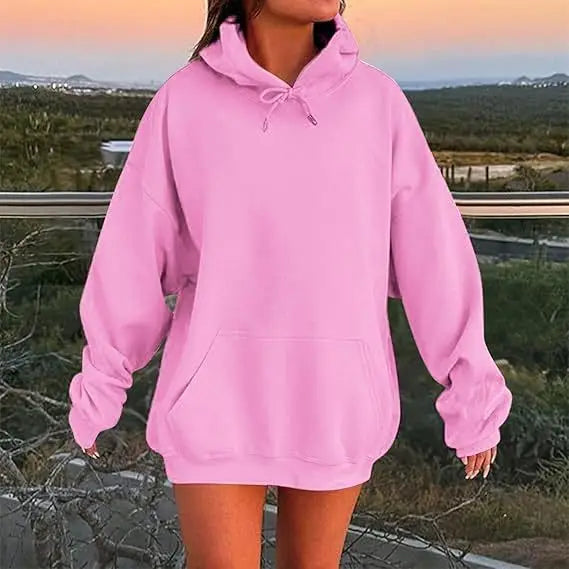Women Plus Size Velvet Hoodie Black Drop Shoulder