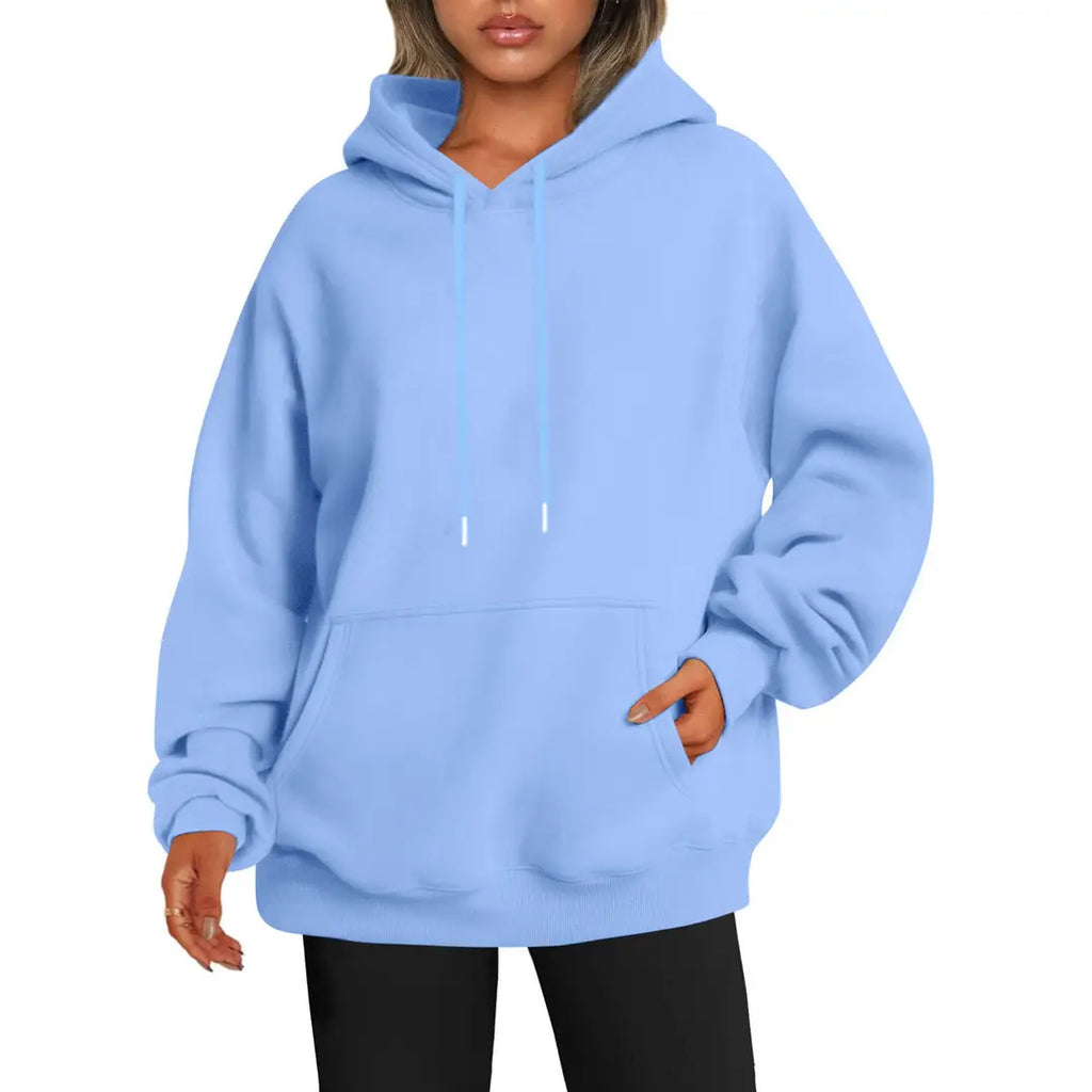 Women Plus Size Velvet Hoodie Black Drop Shoulder