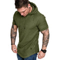 Men Hooded Fitness T-Shirt Olive Green