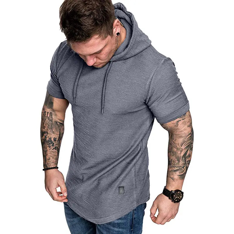 Men Hooded Fitness T-Shirt Olive Green