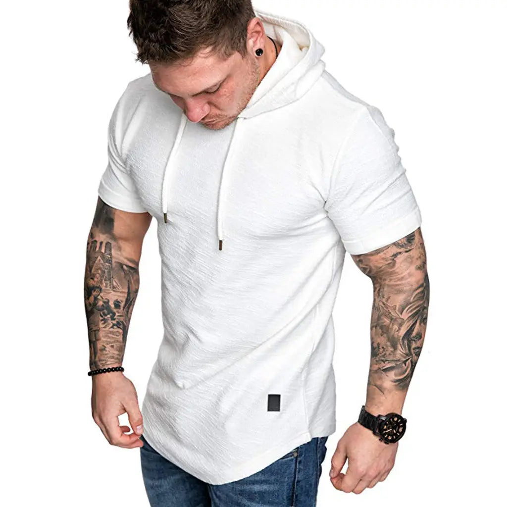 Men Hooded Fitness T-Shirt Olive Green