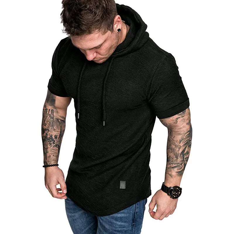 Men Hooded Fitness T-Shirt Olive Green
