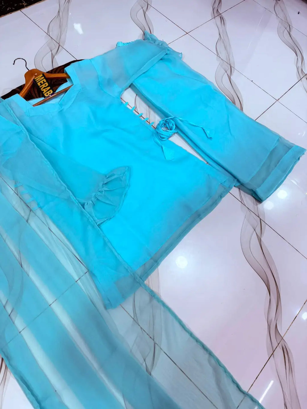 3 Pcs Women's Stitched Chiffon Plain Suit