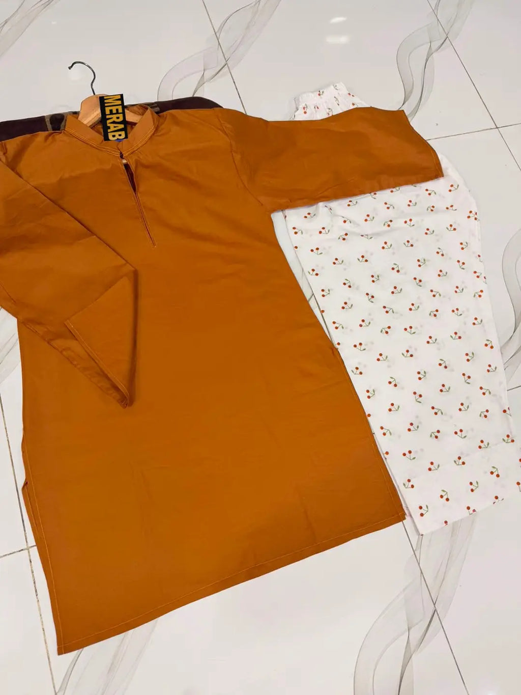 2 Pcs Women's Stitched Cotton Plain Shirt And Trouser