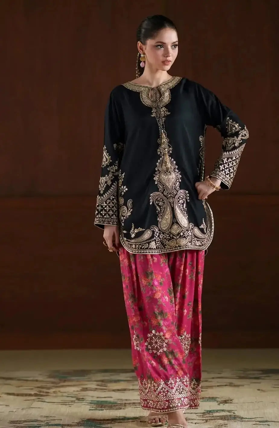 2 Pcs Women's Stitched Cotton Printed Shirt And Trouser