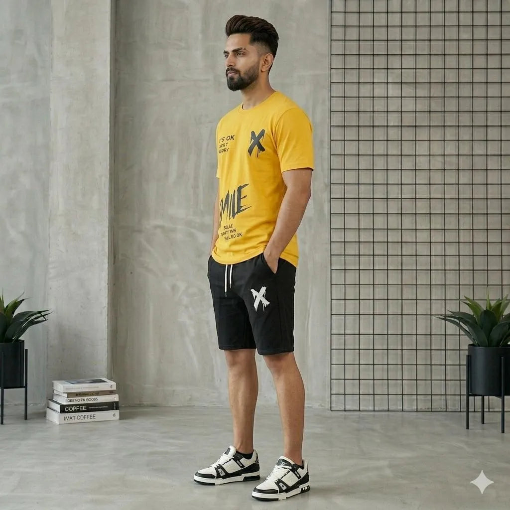 Men Printed Track Suit Yellow Black XL to XXL