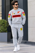 2 Pcs Men's Fleece Printed Sweatshirt Track Suit