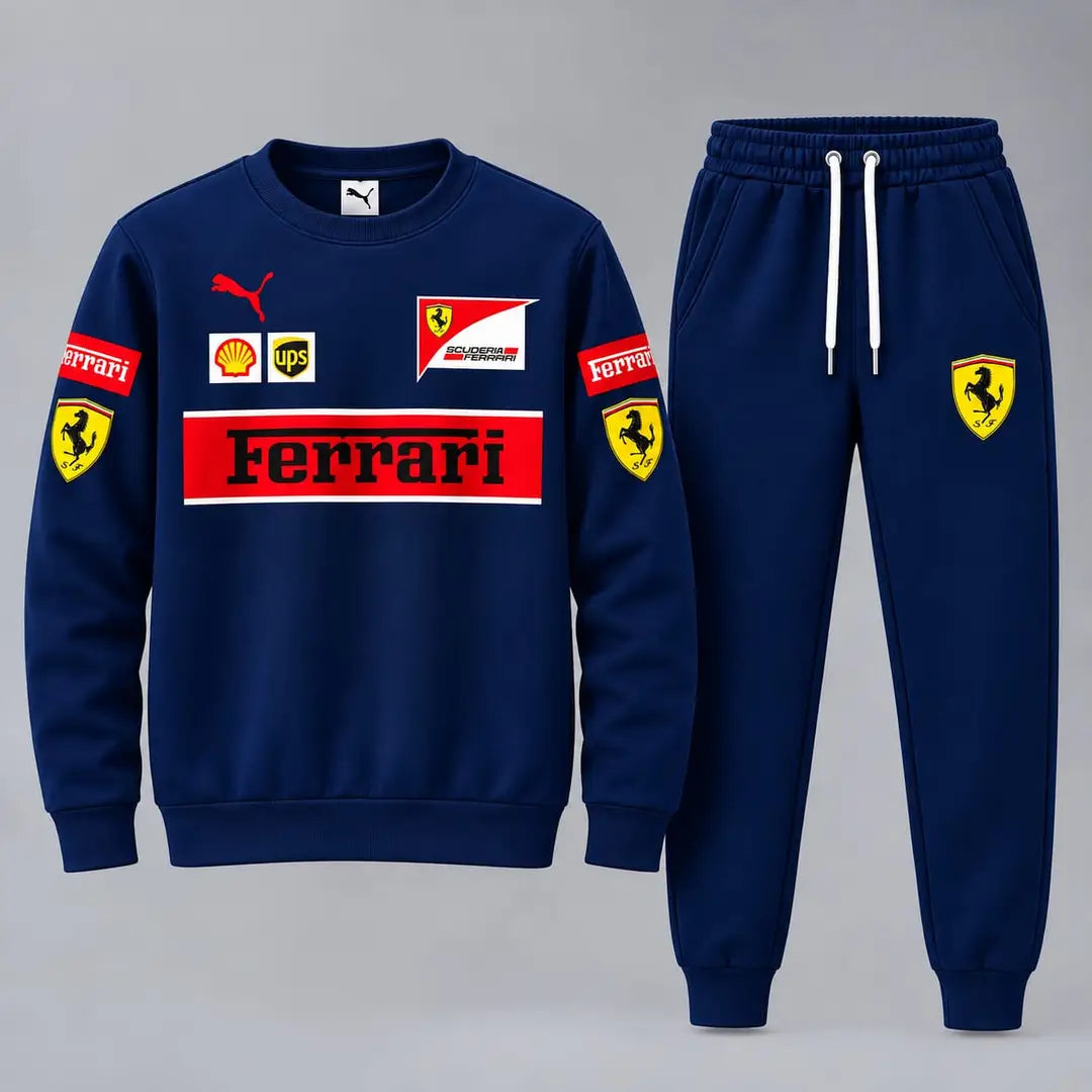 2 Pcs Men's Fleece Printed Sweatshirt Track Suit