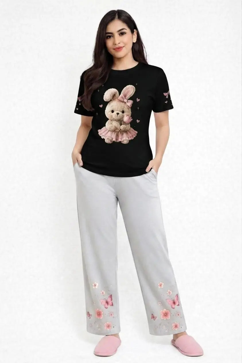 2 Pcs Women's Stitched Cotton Jersey Printed Night Suit