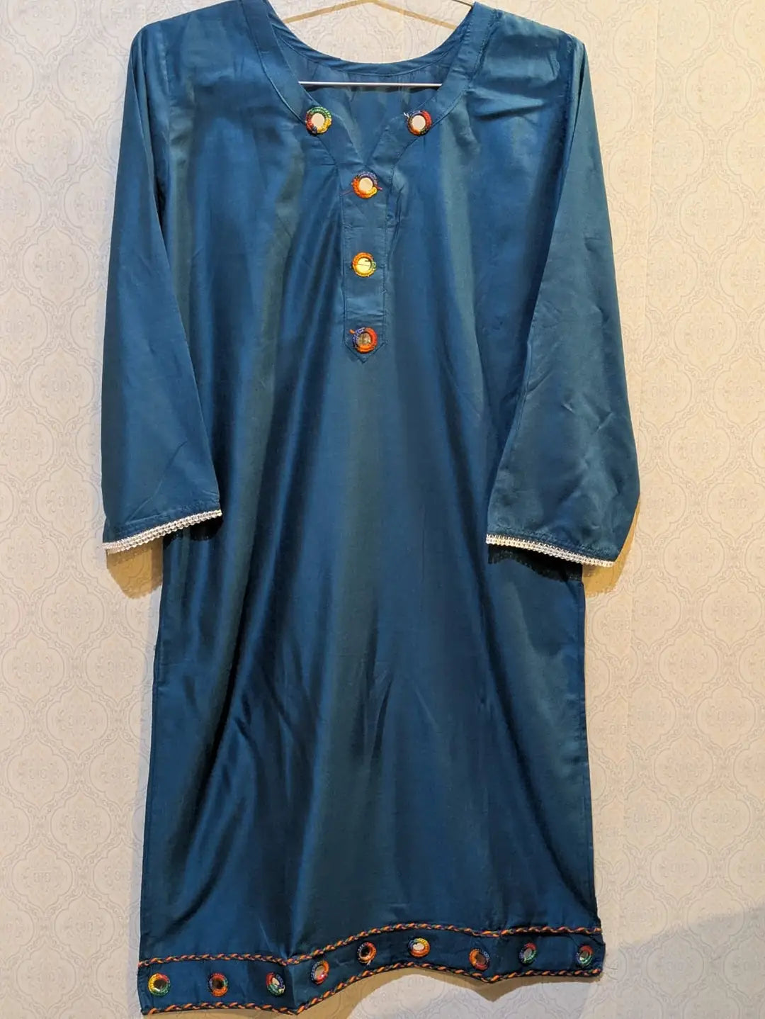 2 Pcs Women's Stitched Linen Plain Shirt And Trouser