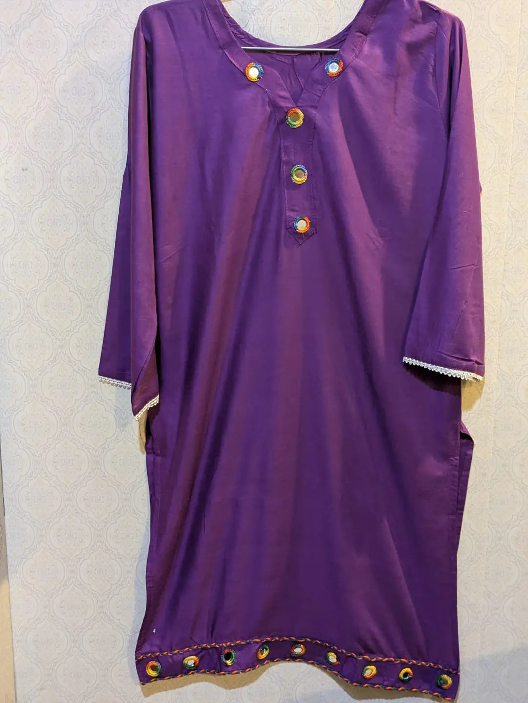 2 Pcs Women's Stitched Linen Plain Shirt And Trouser