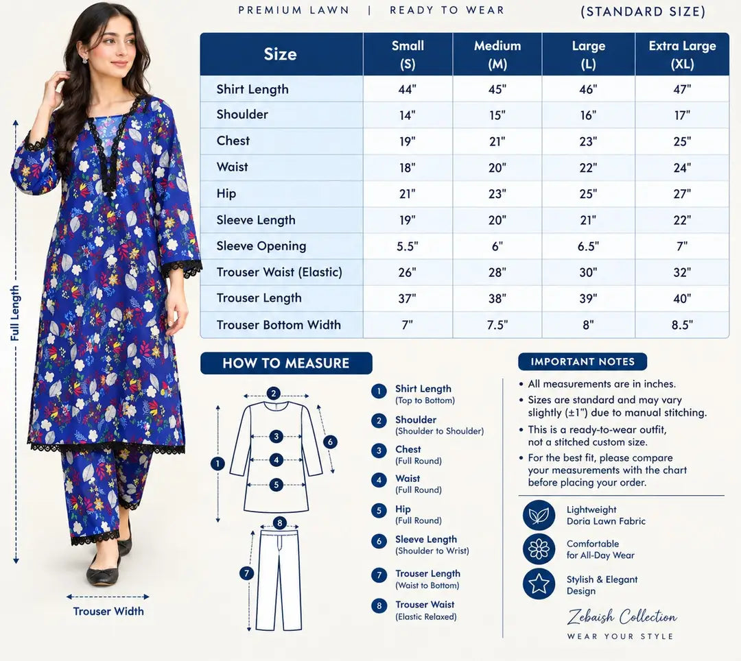 2 PcsWomen's Stitched Crystal Wool Printed Shirt And Trouser