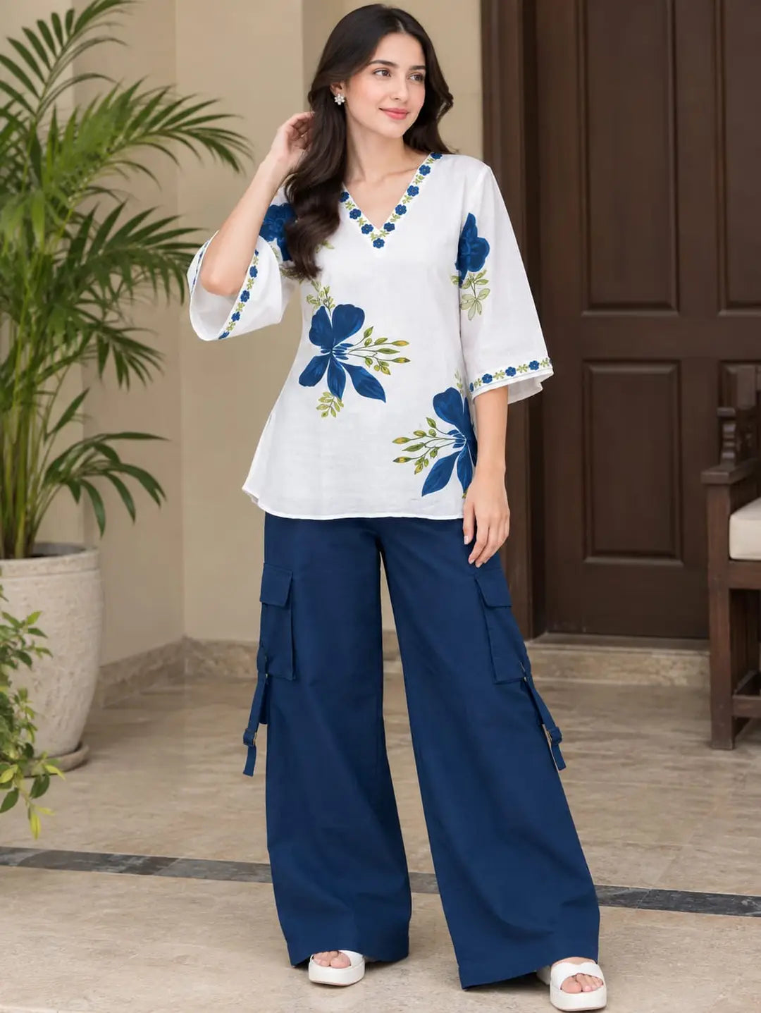 2 Pcs Women's Stitched Grip Printed Shirt And Trouser