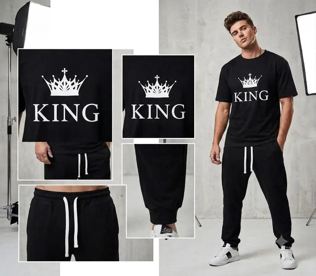 2 Pcs Men's Cotton Printed Track Suit