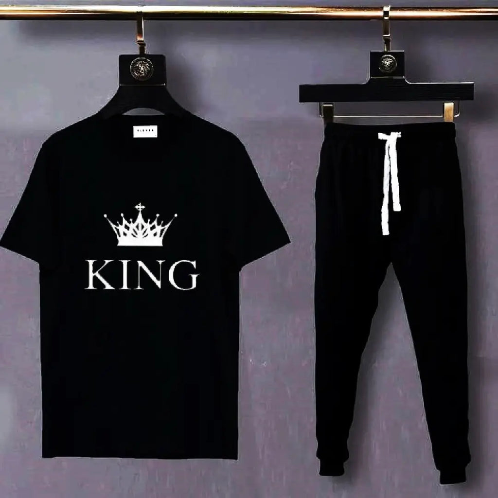 2 Pcs Men's Cotton Printed Track Suit