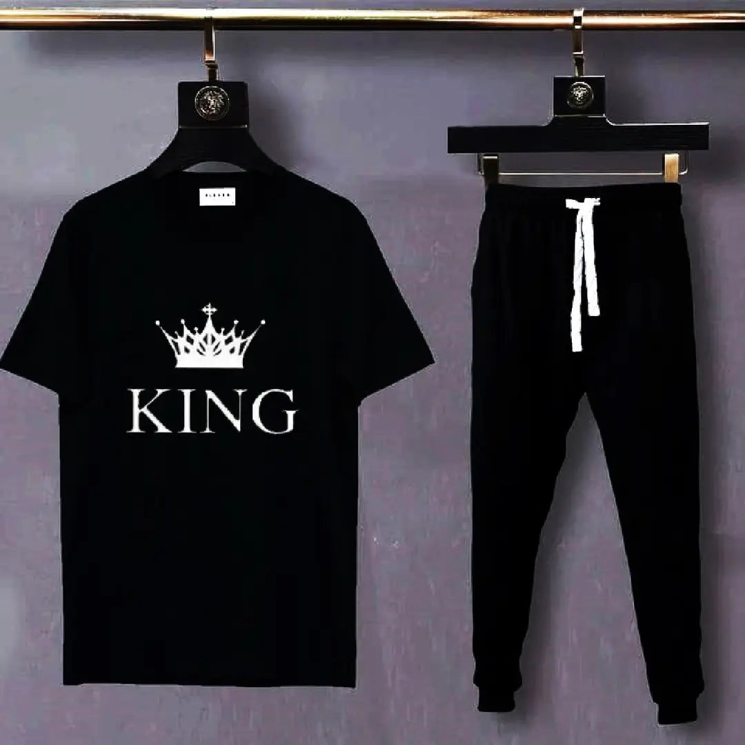 2 Pcs Men's Cotton Printed Track Suit