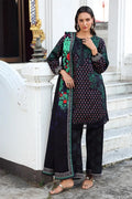 3-Piece Printed Khaddar Suit Blue Floral for Women