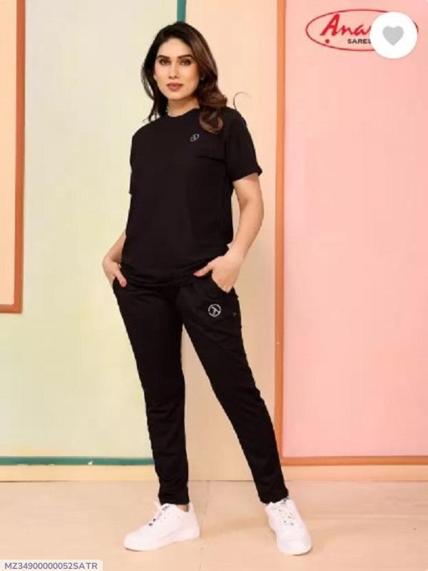 Black Slim Fit Men Women Track Suit Micro Interlock Fabric