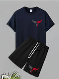 1 Pc Men's Polyester Printed T-Shirt & Shorts Tracksuit