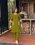 2 Pcs Women's Stitched Cotton Printed Shirt And Trouser